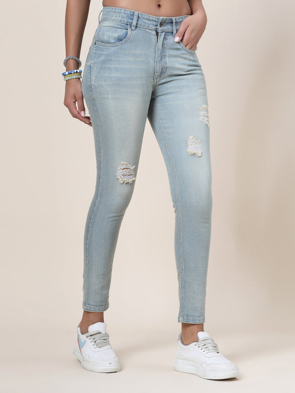 Vestido Modas Ice  Blue Slim Fit Jeans For Women (B2BVDJEAN143W)