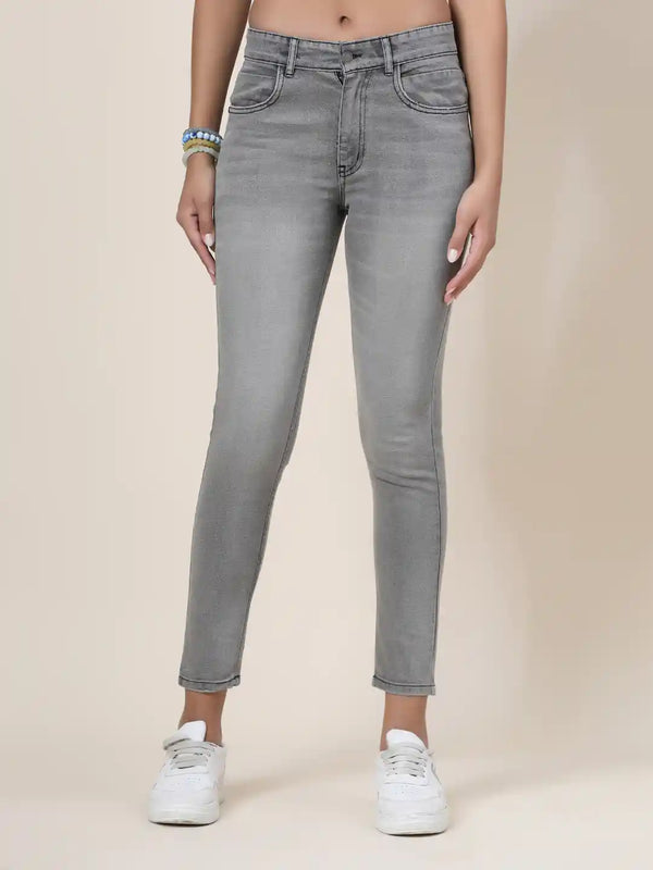 Vestido Modas Women Grey Washed Slim Fit Jeans