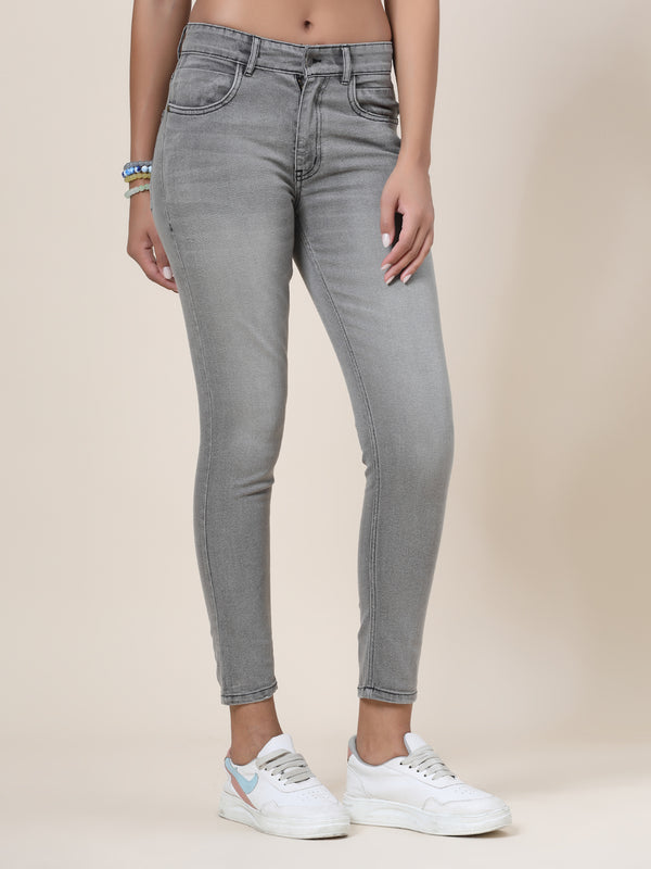 Vestido Modas Women Grey Washed Slim Fit Jeans