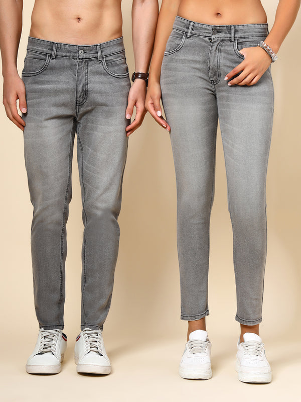 Vestido Modas Grey Washed Unisex Slim Fit Jeans