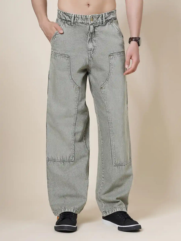 Vestido Modas Men Olive Washed Straight Denim