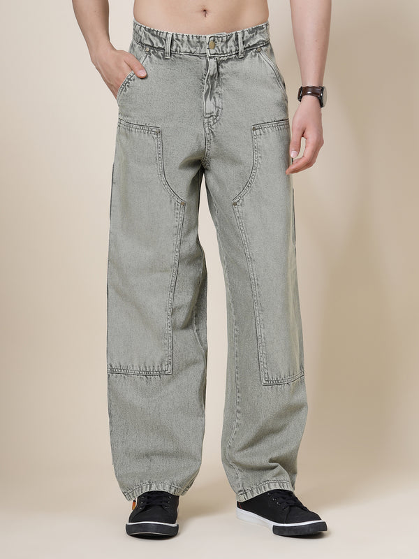 Vestido Modas Olive Washed Straight Denim For Men (B2BVDJEAN141M)