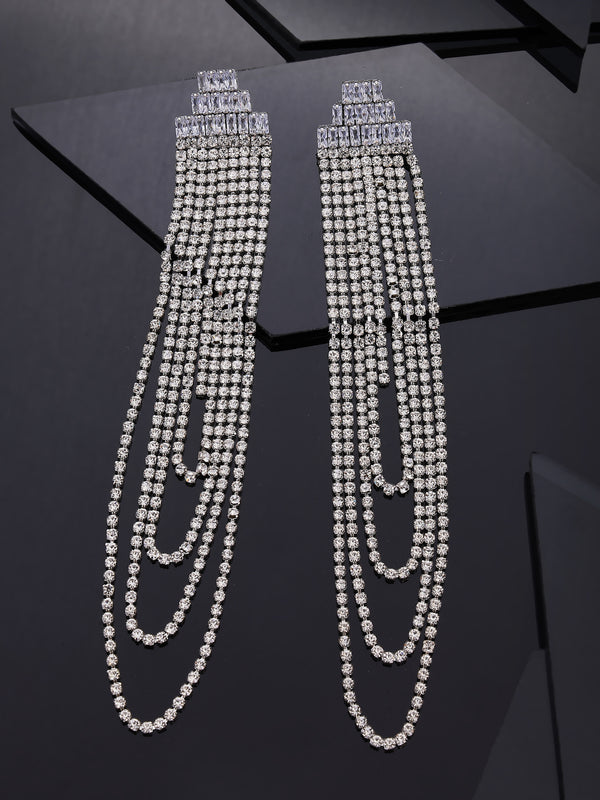 Vestido Modas Long Rhinestone Earrings