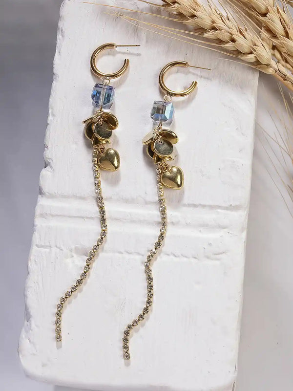 Vestido Modas Gold Pleated Drop Earrings