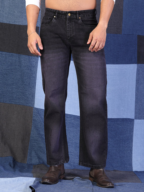 Vestido Modas Men Black Whisker Effects Straight Fit Jeans