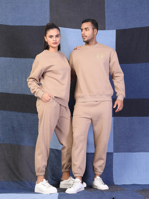Vestido Modas Beige Unisex Oversized Sweatshirt With Jogger