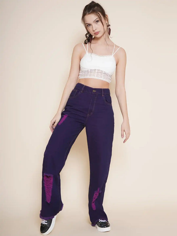 Vestido Modas Purple Distress Staright Jeans