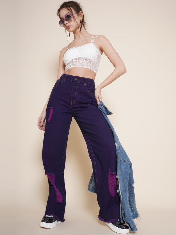 Vestido Modas Purple Distress Staright Jeans