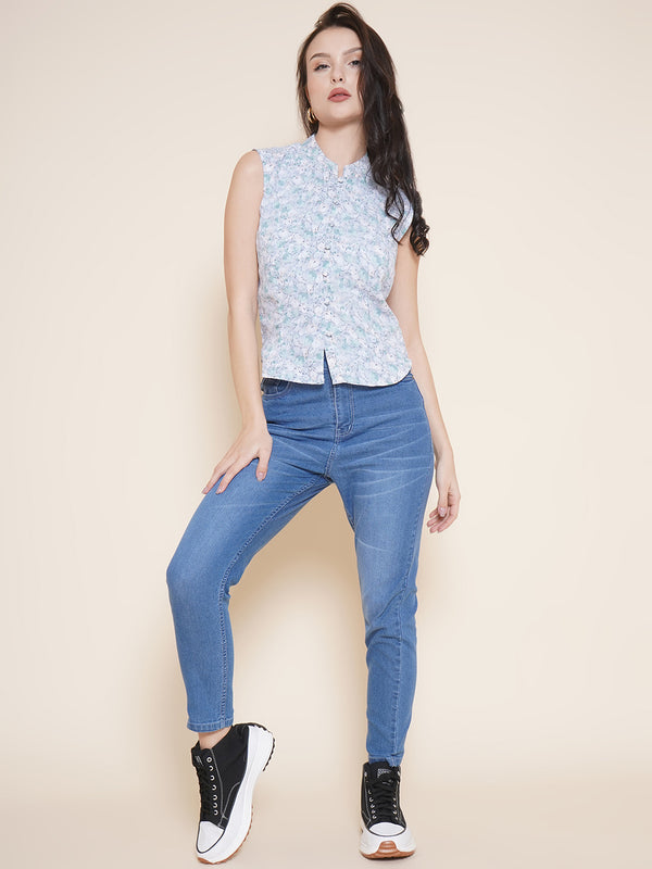 Vestido Modas Blue Wiskers Effect Skinny Jeans For Women (B2BVDJEAN109)