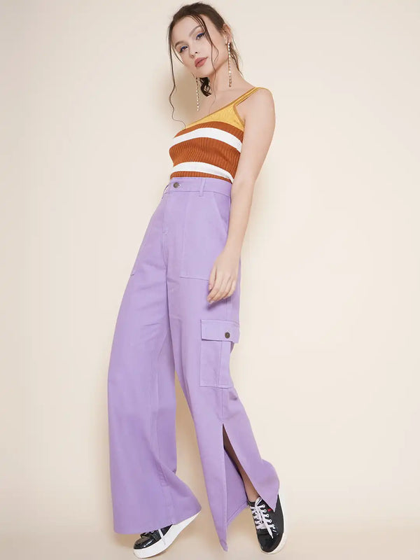 Vestido Modas Lavender Boyfriend Side Slit Jeans