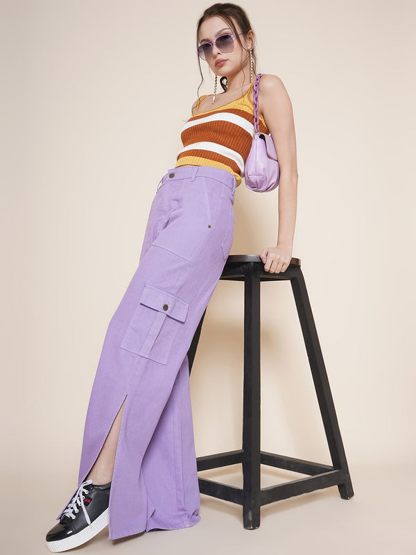 Vestido Modas Lavender Boyfriend Side Slit Jeans