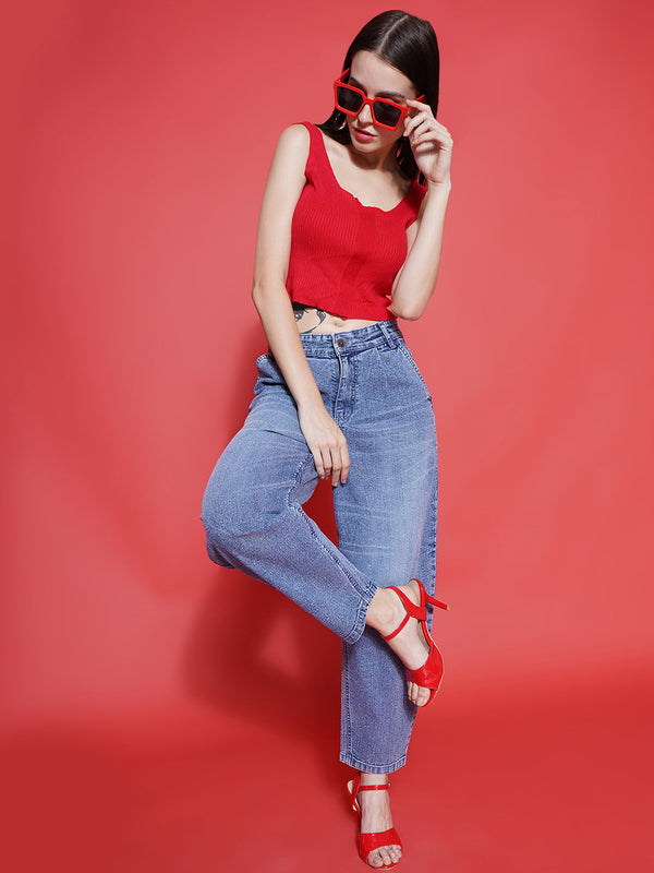Vestido Modas Blue Denim Clean Look Balloon Fit Stretchable Jeans For Women (B2BVDJEAN121)