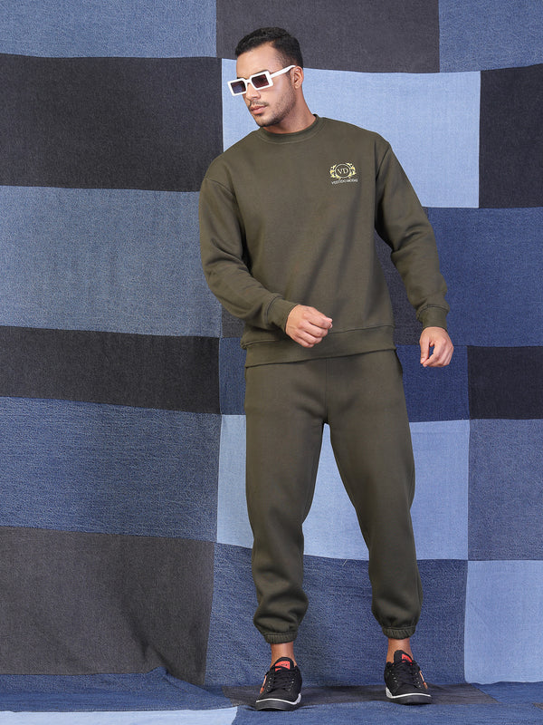 Vestido Modas Men Olive Drawstring Fleece Jogger