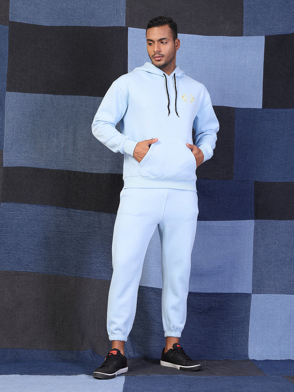 Vestido Modas Men Aqua Blue Drawstring Fleece Jogger