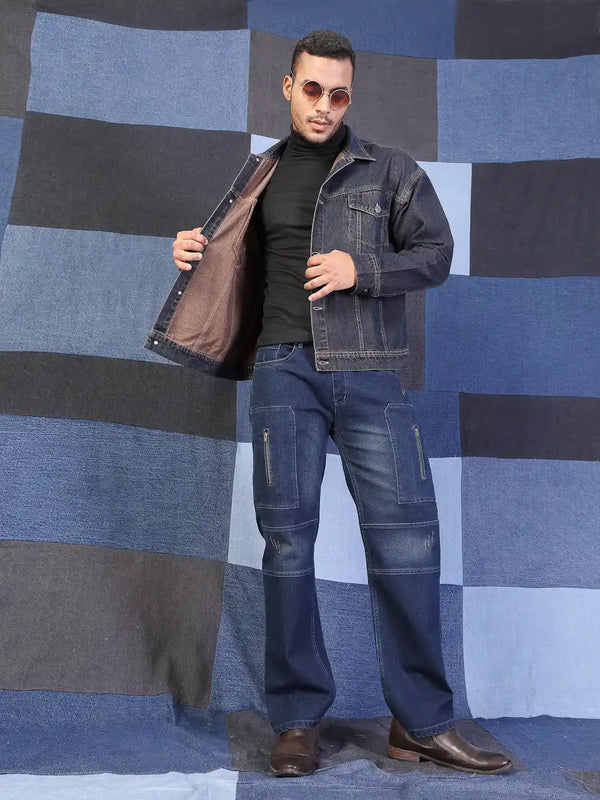 Vestido Modas Men Black Denim Basic Regular Jacket