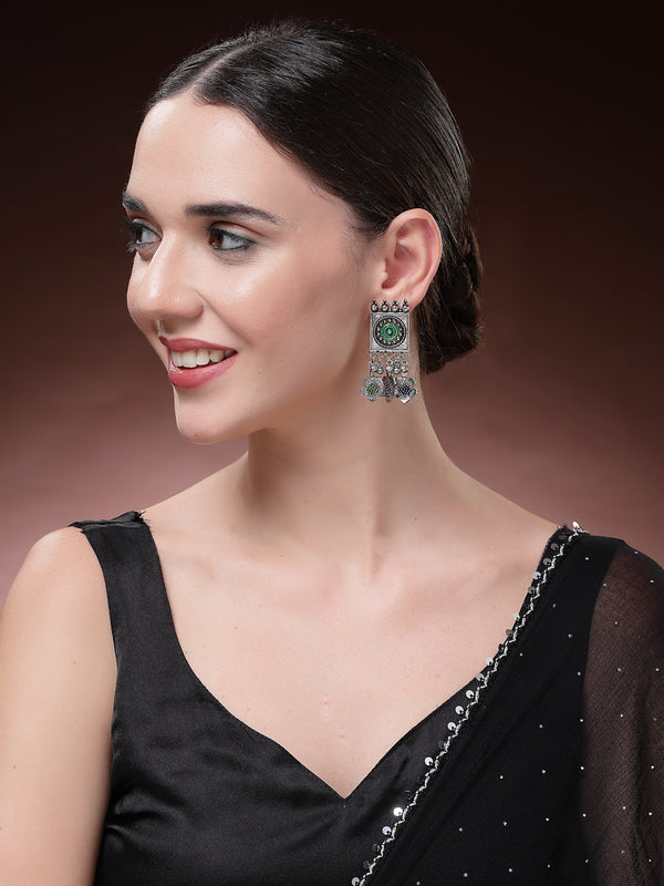 Vestido Modas Silver Toned Multicolor Brass Earrings