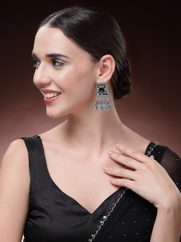 Vestido Modas Silver Black Earrings