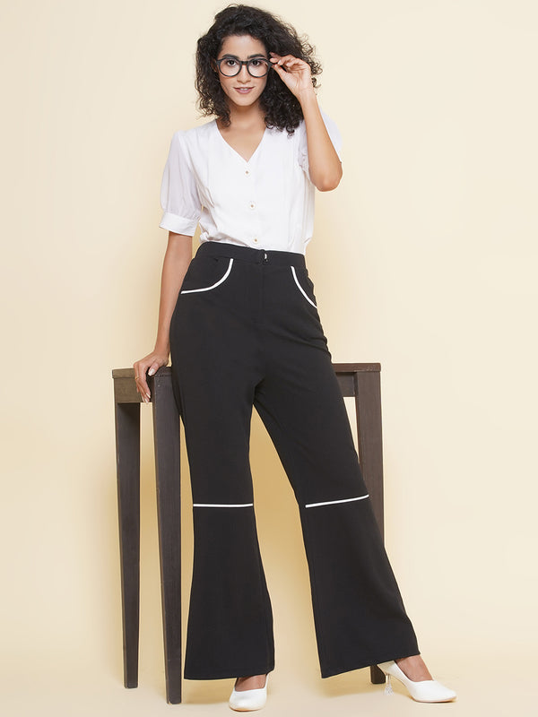 Vestido Modas Black  Piping Detail Pants