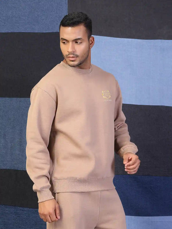 Vestido Modas Men Beige Basic Oversized Sweatshirt