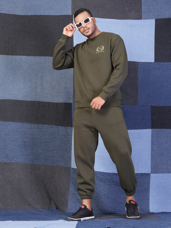 Vestido Modas Men Olive Basic Oversized Sweatshirt