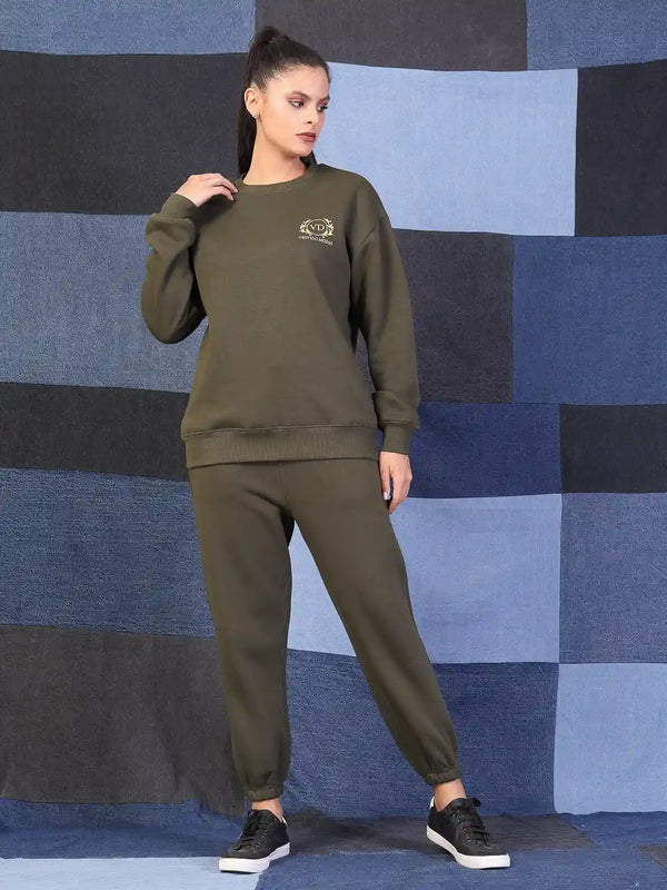 Vestido Modas Women Olive Basic Oversized Sweatshirt