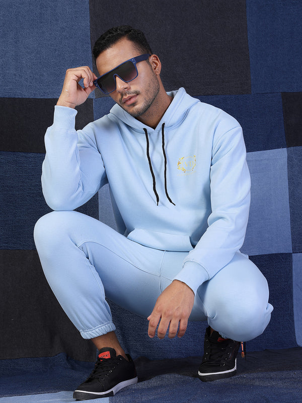 Vestido Modas Men Aqua Blue Basic Oversized Hoodie Sweatshirt