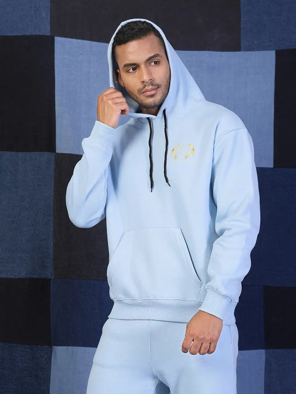 Vestido Modas Men Aqua Blue Basic Oversized Hoodie Sweatshirt