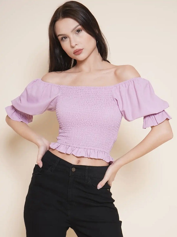 Vestido Modas Lavender Smocked Crop Top